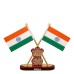 Voila Indian Satyamev Jayate Symbol Stand Cross Flags for Car Dashboard Study and Office Table Flag